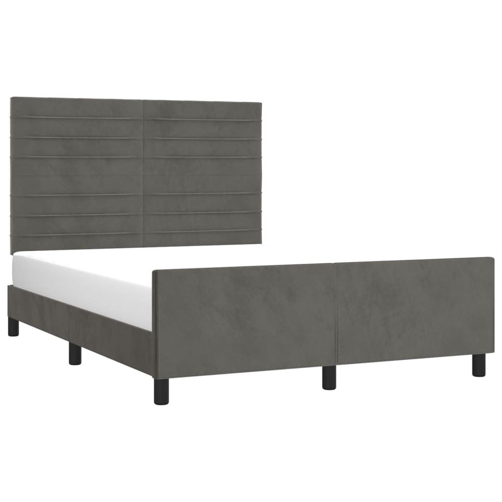 Cadre de lit sans matelas gris foncé 140x200 cm velours