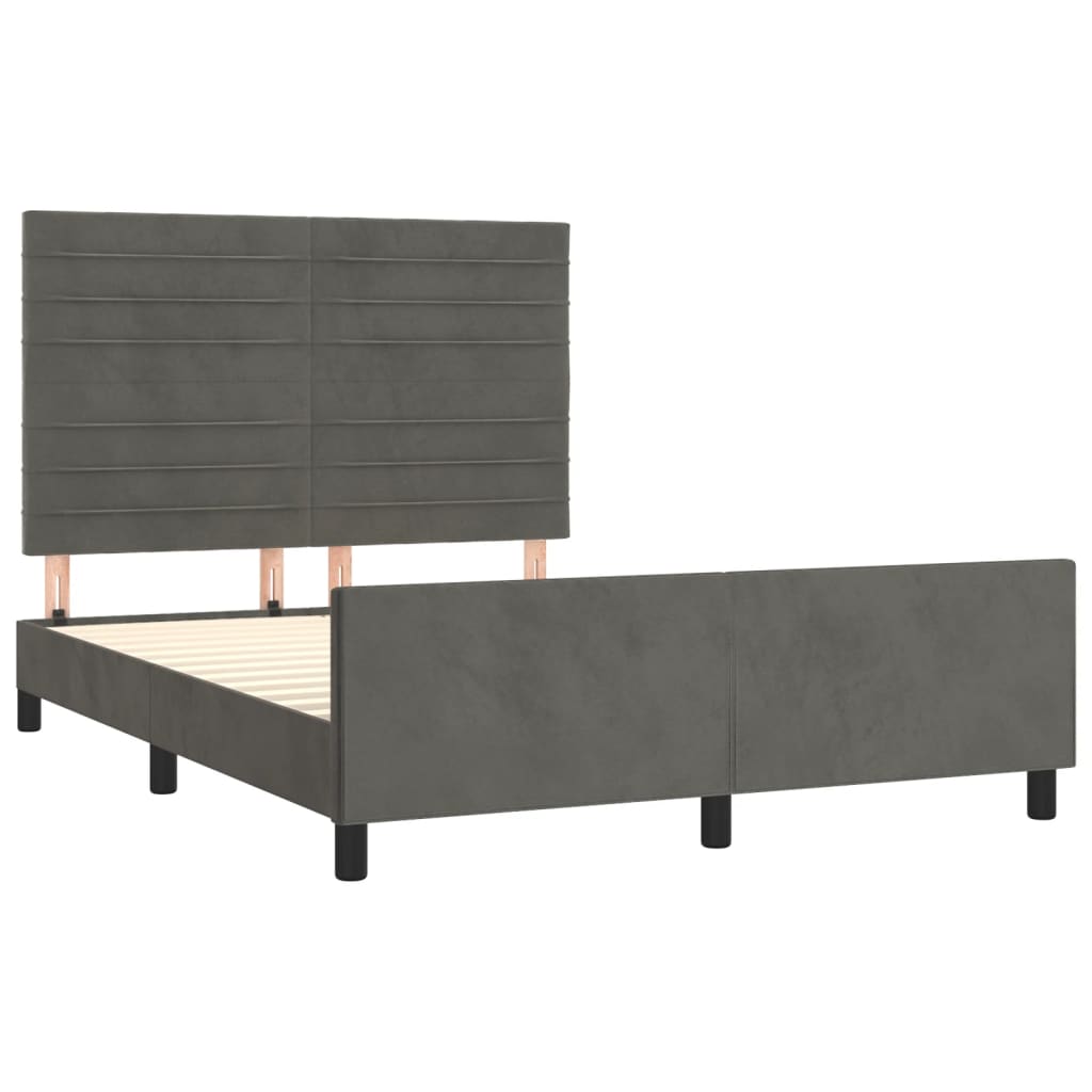 Cadre de lit sans matelas gris foncé 140x200 cm velours