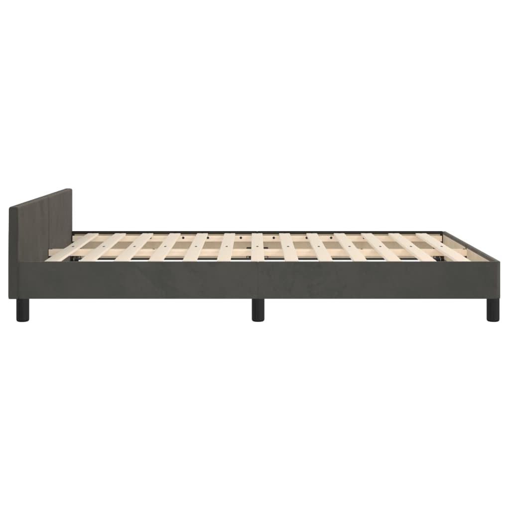 Cadre de lit sans matelas gris foncé 140x200 cm velours