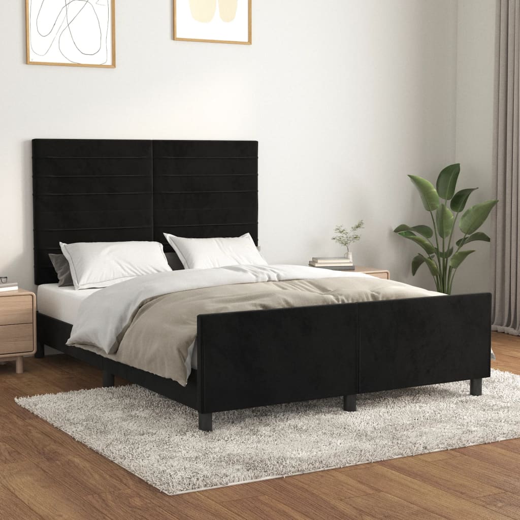 Cadre de lit sans matelas noir 140x200 cm velours