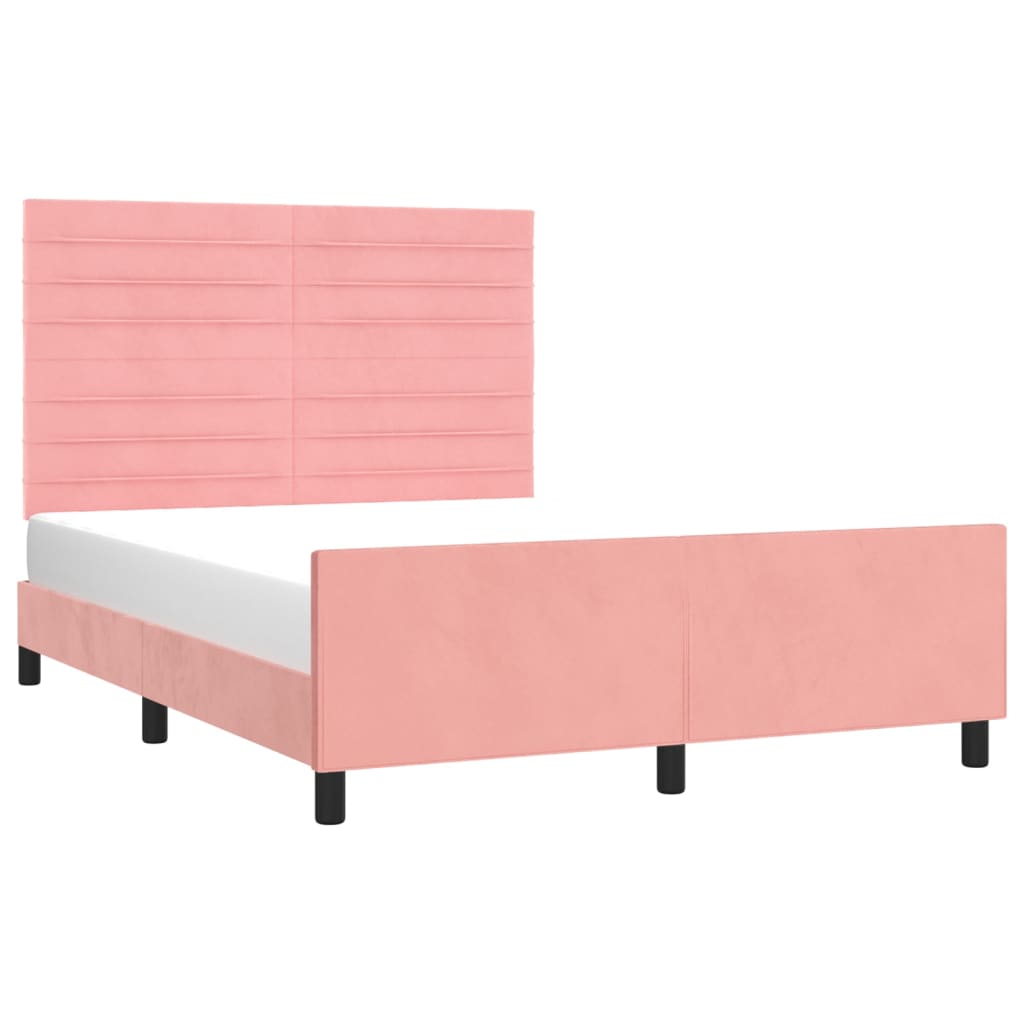 Cadre de lit sans matelas rose 140x200 cm velours