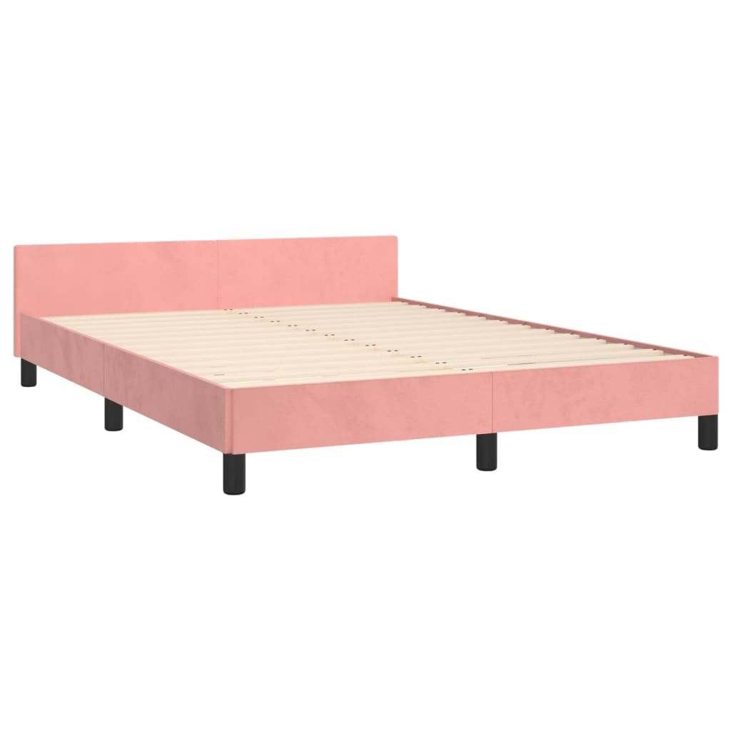 Cadre de lit sans matelas rose 140x200 cm velours