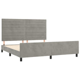 Cadre de lit sans matelas gris clair 160x200 cm velours