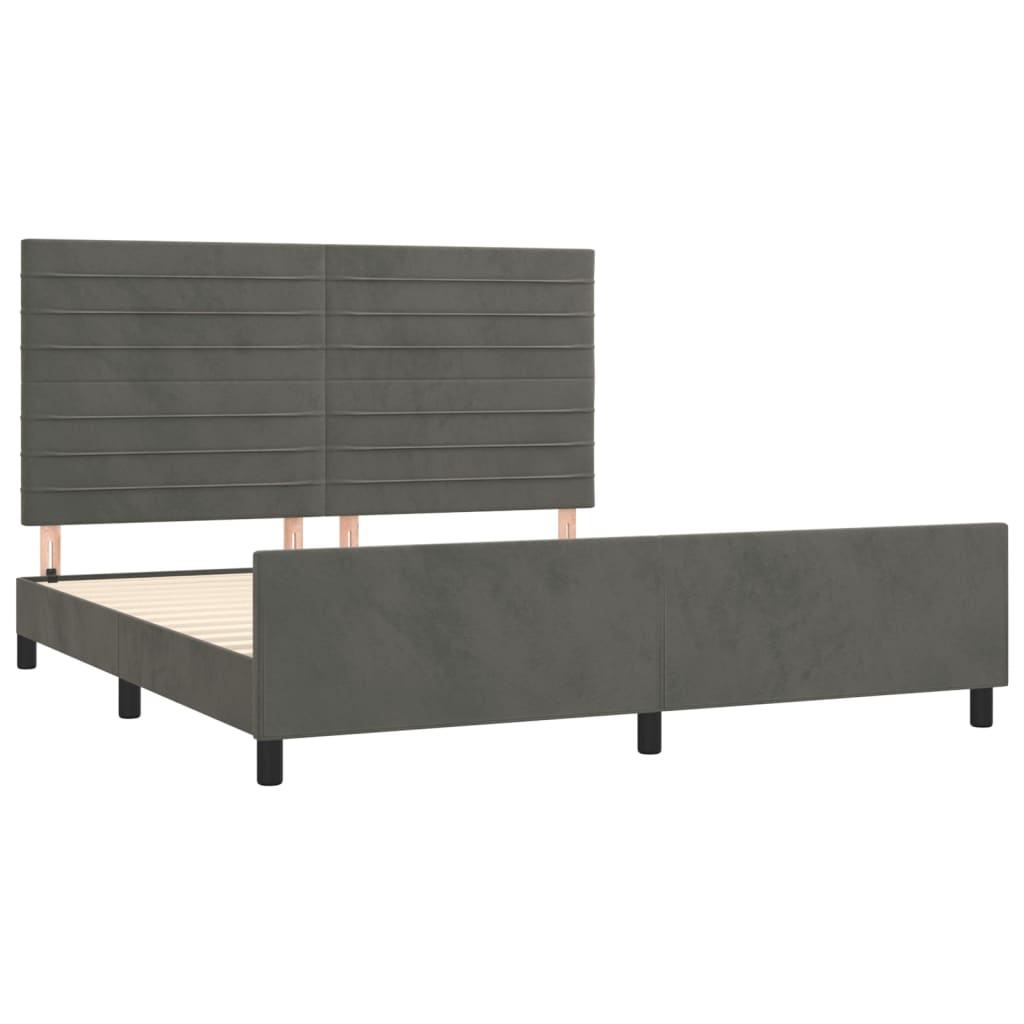 Cadre de lit sans matelas gris foncé 160x200 cm velours