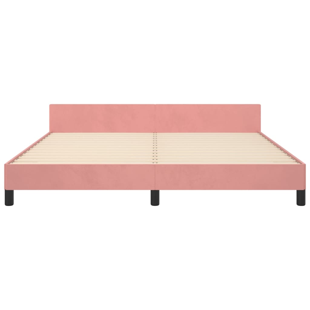 Cadre de lit sans matelas rose 160x200 cm velours