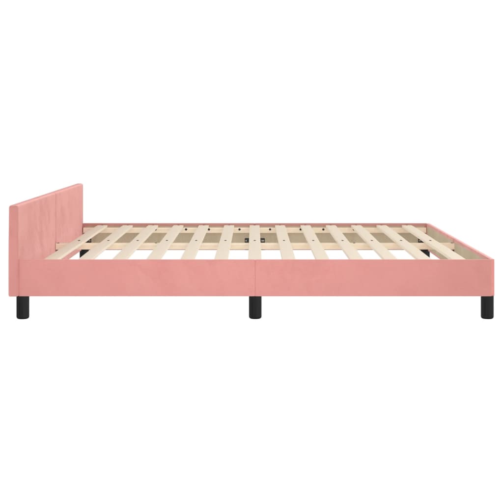 Cadre de lit sans matelas rose 160x200 cm velours