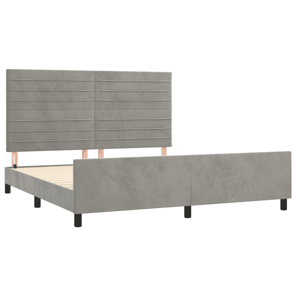 Cadre de lit sans matelas gris clair velours