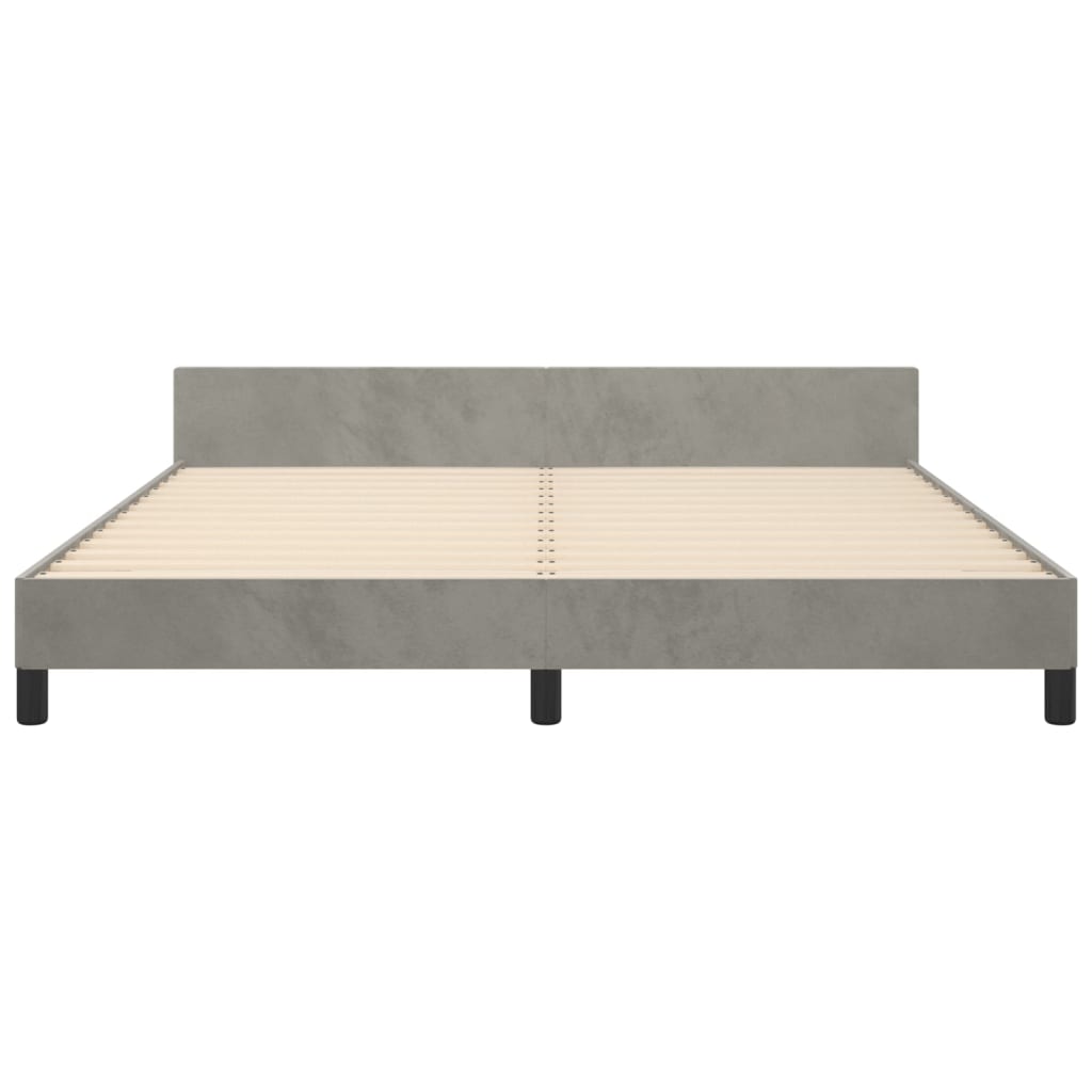 Cadre de lit sans matelas gris clair velours