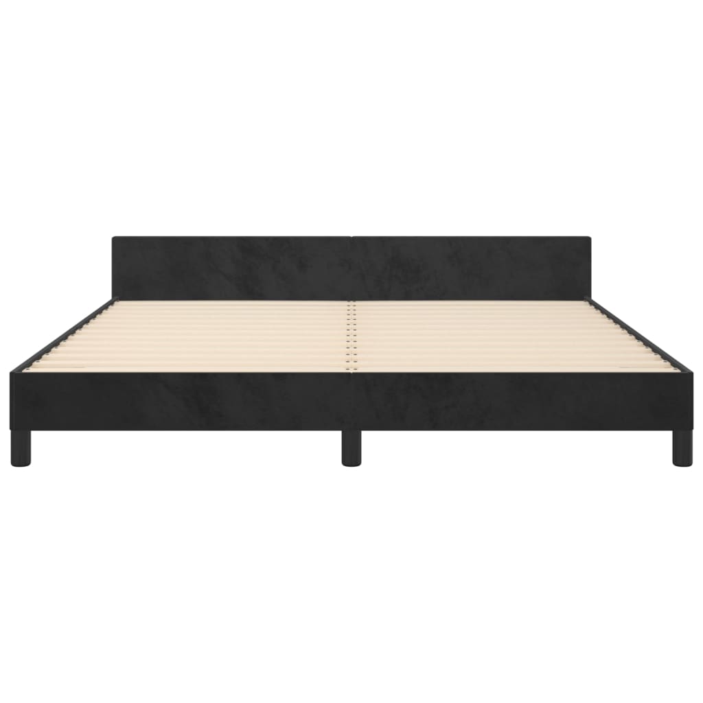 Cadre de lit sans matelas noir velours