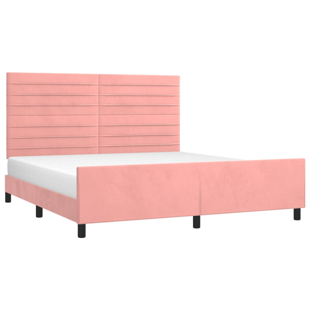 Cadre de lit sans matelas rose velours