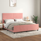 Cadre de lit sans matelas rose velours