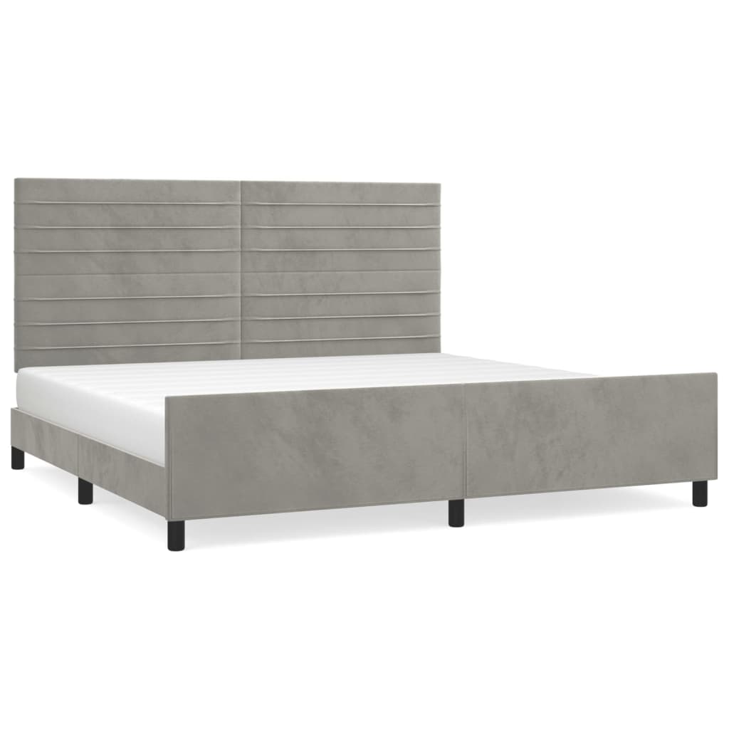 Cadre de lit sans matelas gris clair 200x200 cm velours