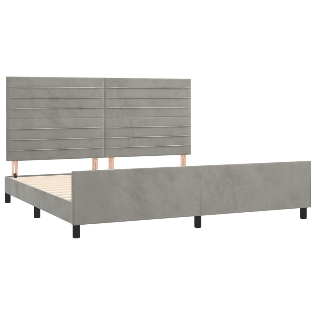 Cadre de lit sans matelas gris clair 200x200 cm velours