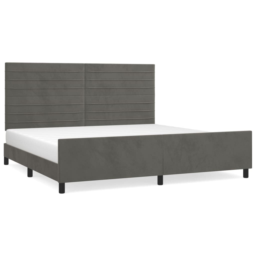 Cadre de lit sans matelas gris foncé 200x200 cm velours