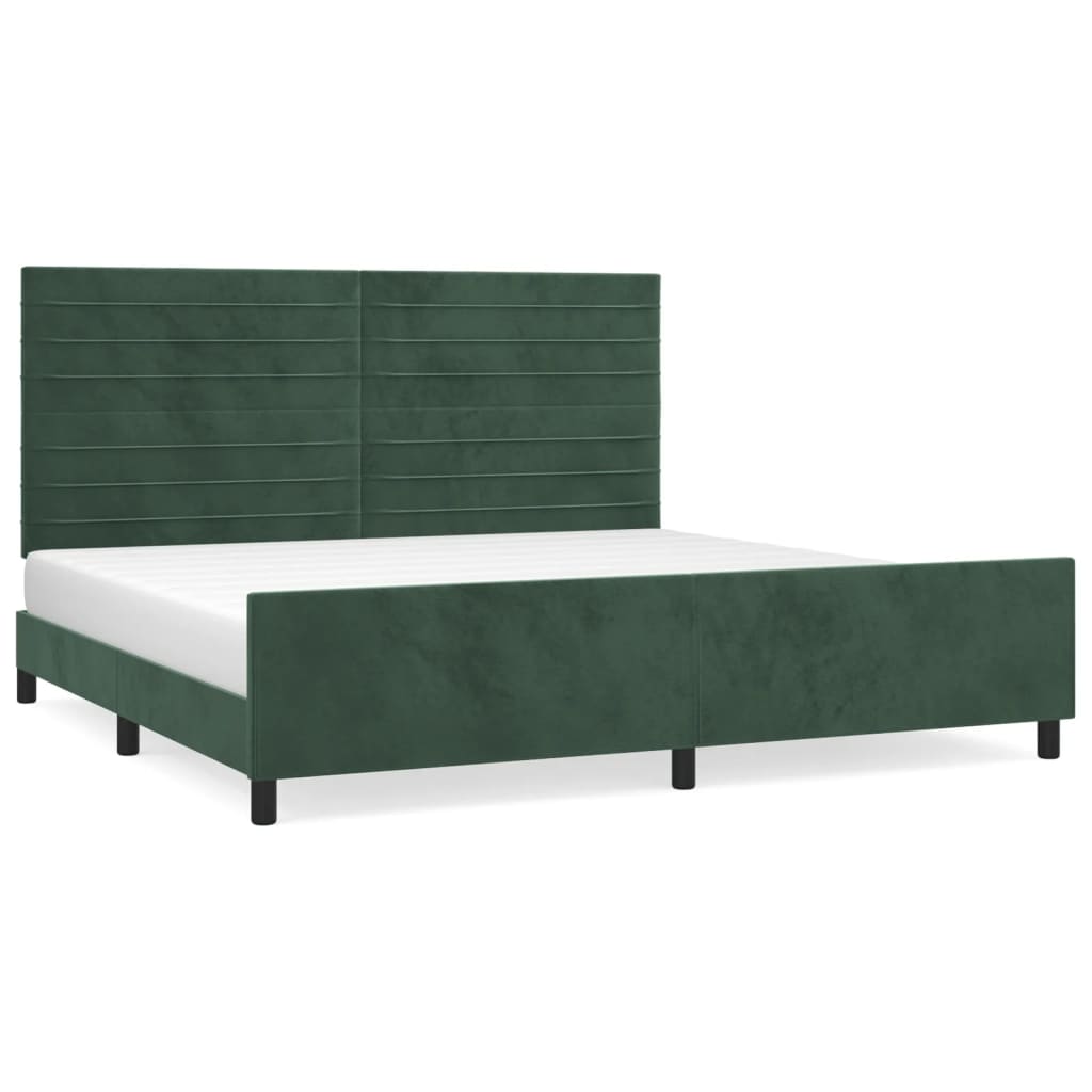 Cadre de lit sans matelas vert foncé 200x200 cm velours