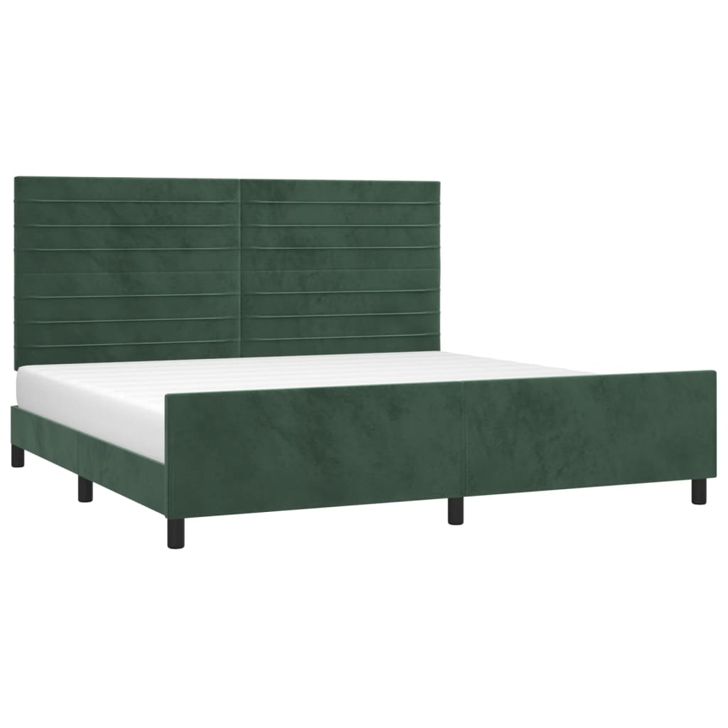 Cadre de lit sans matelas vert foncé 200x200 cm velours