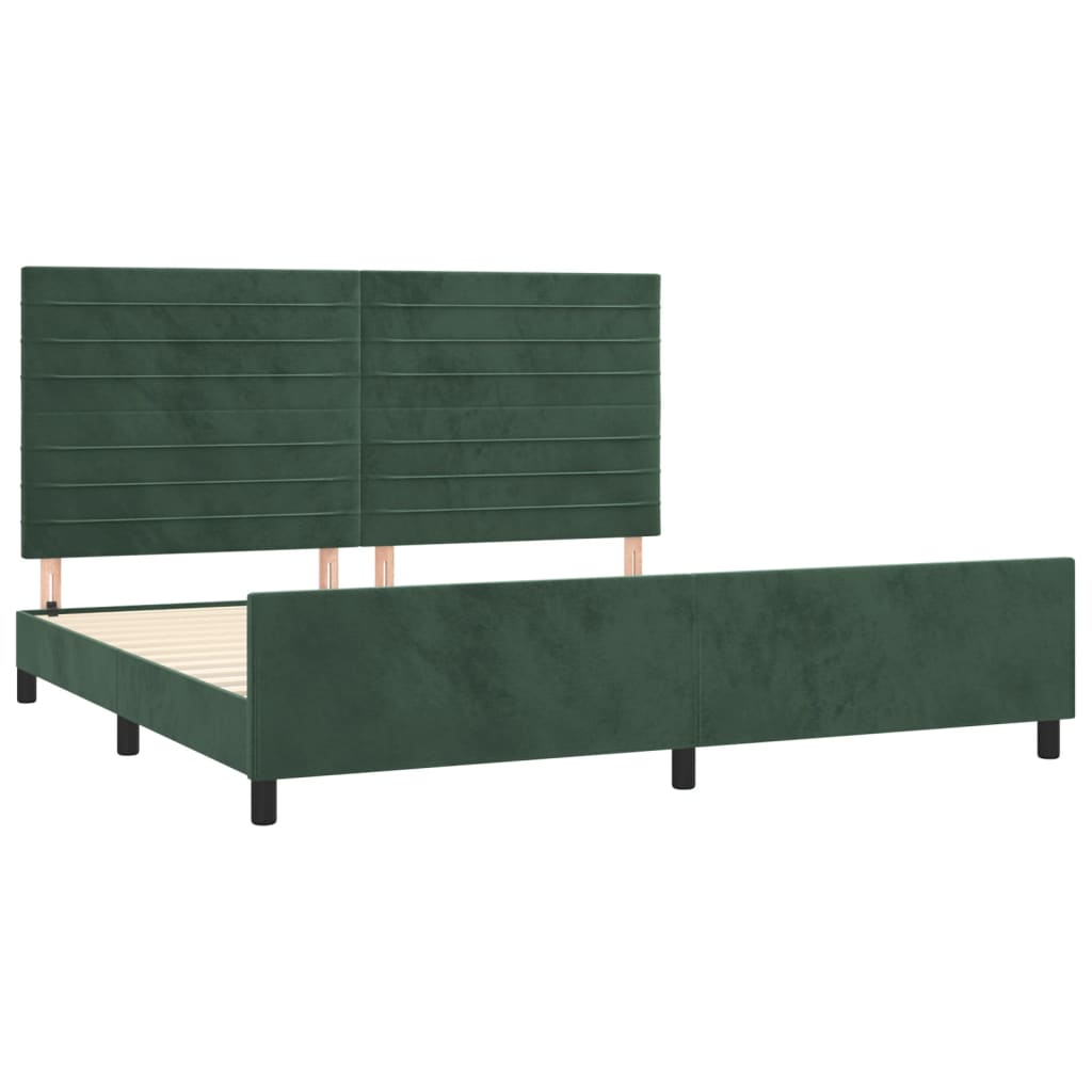 Cadre de lit sans matelas vert foncé 200x200 cm velours