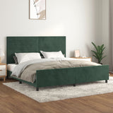 Cadre de lit sans matelas vert foncé 200x200 cm velours