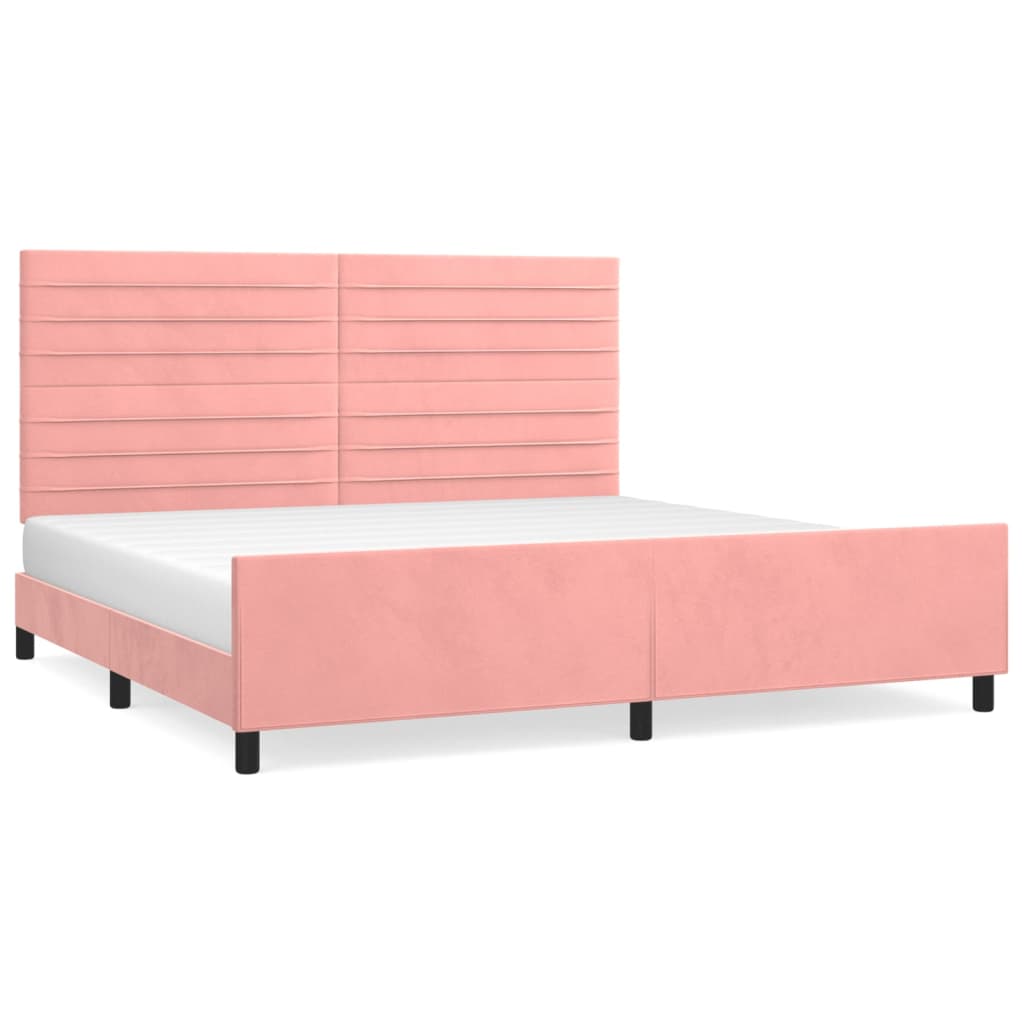 Cadre de lit sans matelas rose 200x200 cm velours