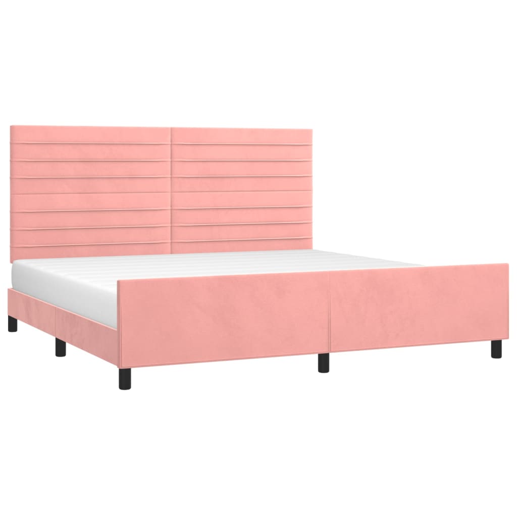 Cadre de lit sans matelas rose 200x200 cm velours