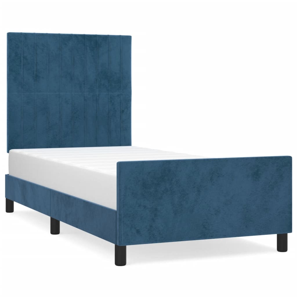 Cadre de lit sans matelas bleu foncé 80x200 cm velours