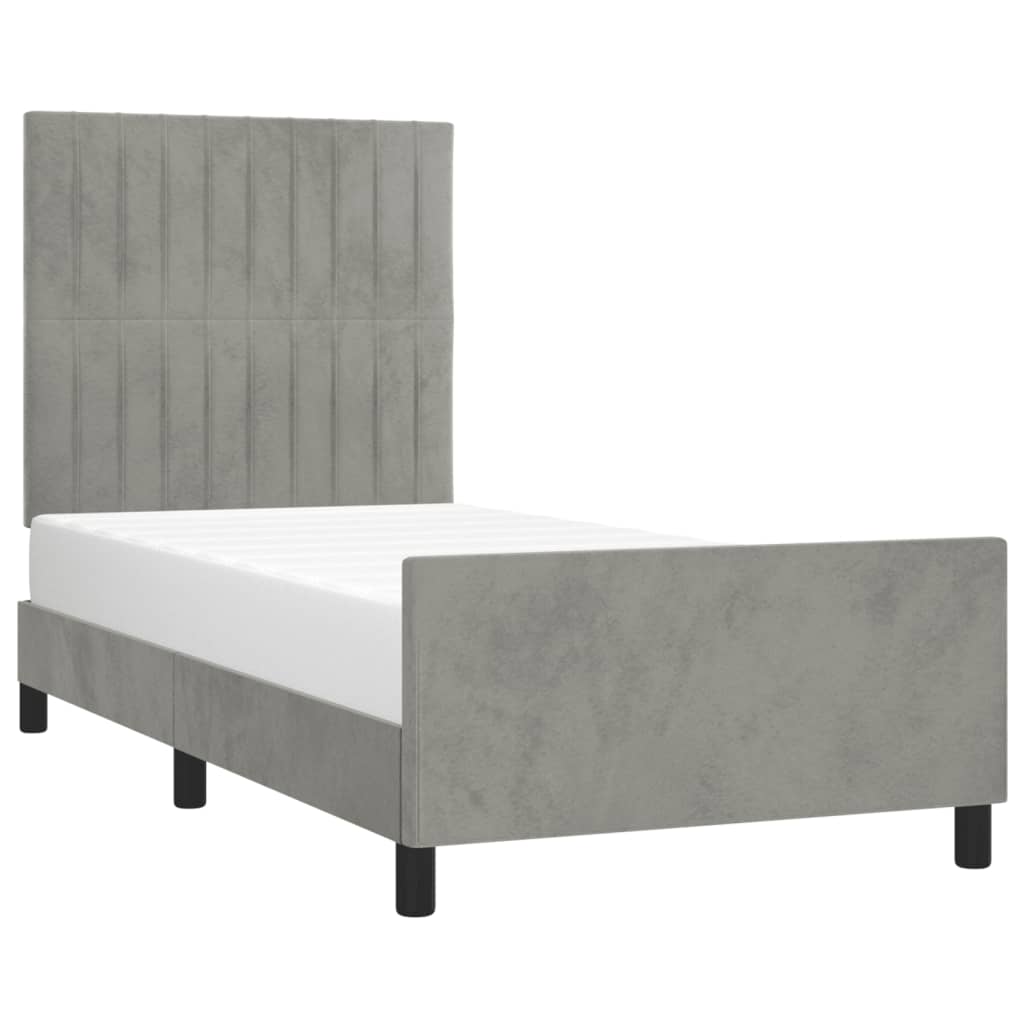 Cadre de lit sans matelas gris clair 90x200 cm velours