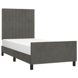 Cadre de lit sans matelas gris foncé 90x200 cm velours