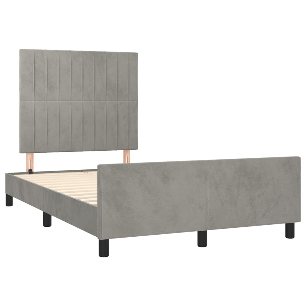 Cadre de lit sans matelas gris clair 120x200 cm velours