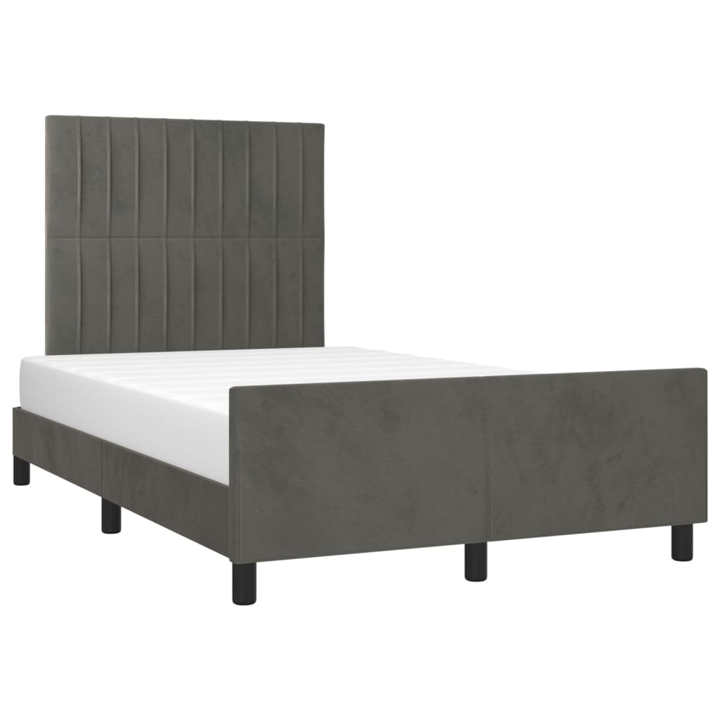 Cadre de lit sans matelas gris foncé 120x200 cm velours