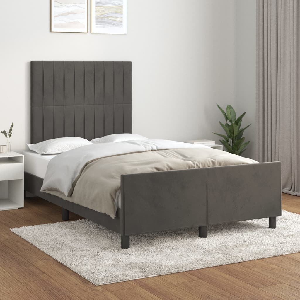 Cadre de lit sans matelas gris foncé 120x200 cm velours