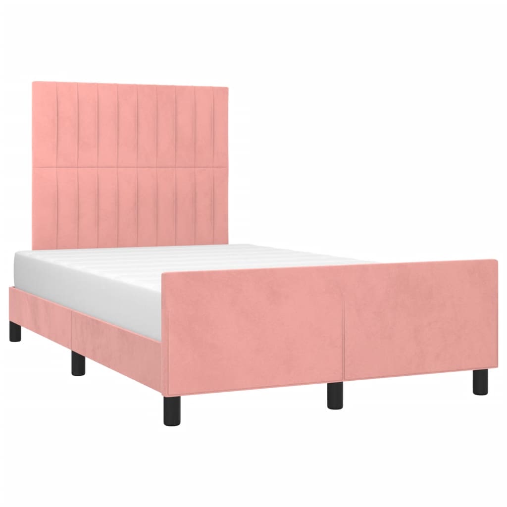 Cadre de lit sans matelas rose 120x200 cm velours