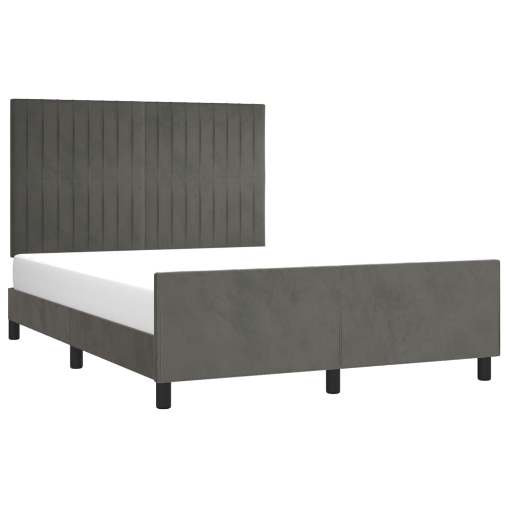 Cadre de lit sans matelas gris foncé 140x190 cm velours