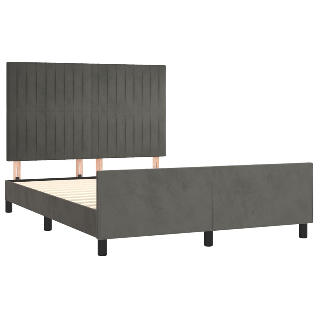 Cadre de lit sans matelas gris foncé 140x190 cm velours