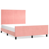 Cadre de lit sans matelas rose 140x190 cm velours