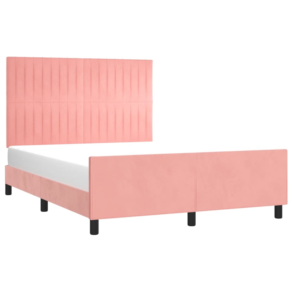 Cadre de lit sans matelas rose 140x190 cm velours