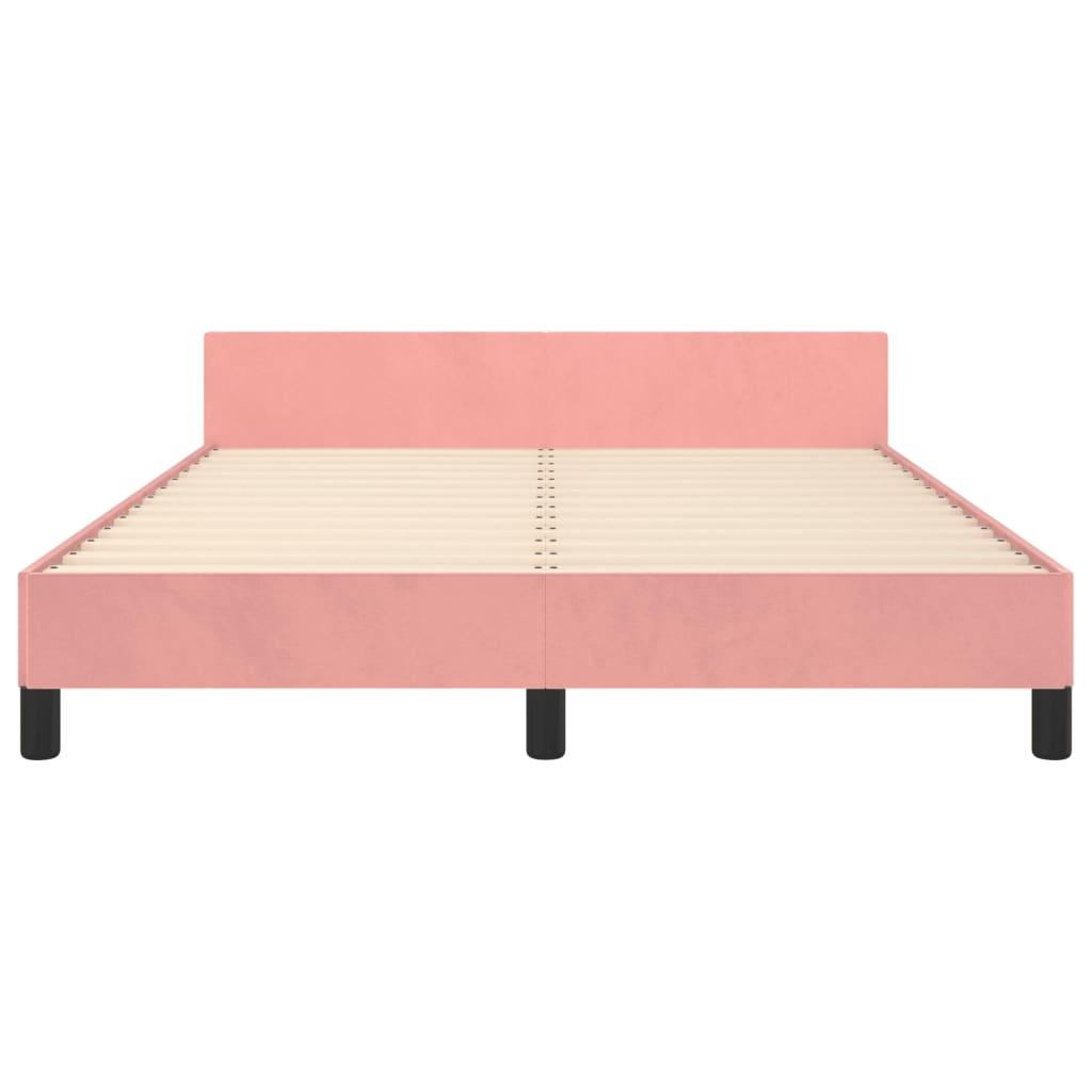 Cadre de lit sans matelas rose 140x190 cm velours