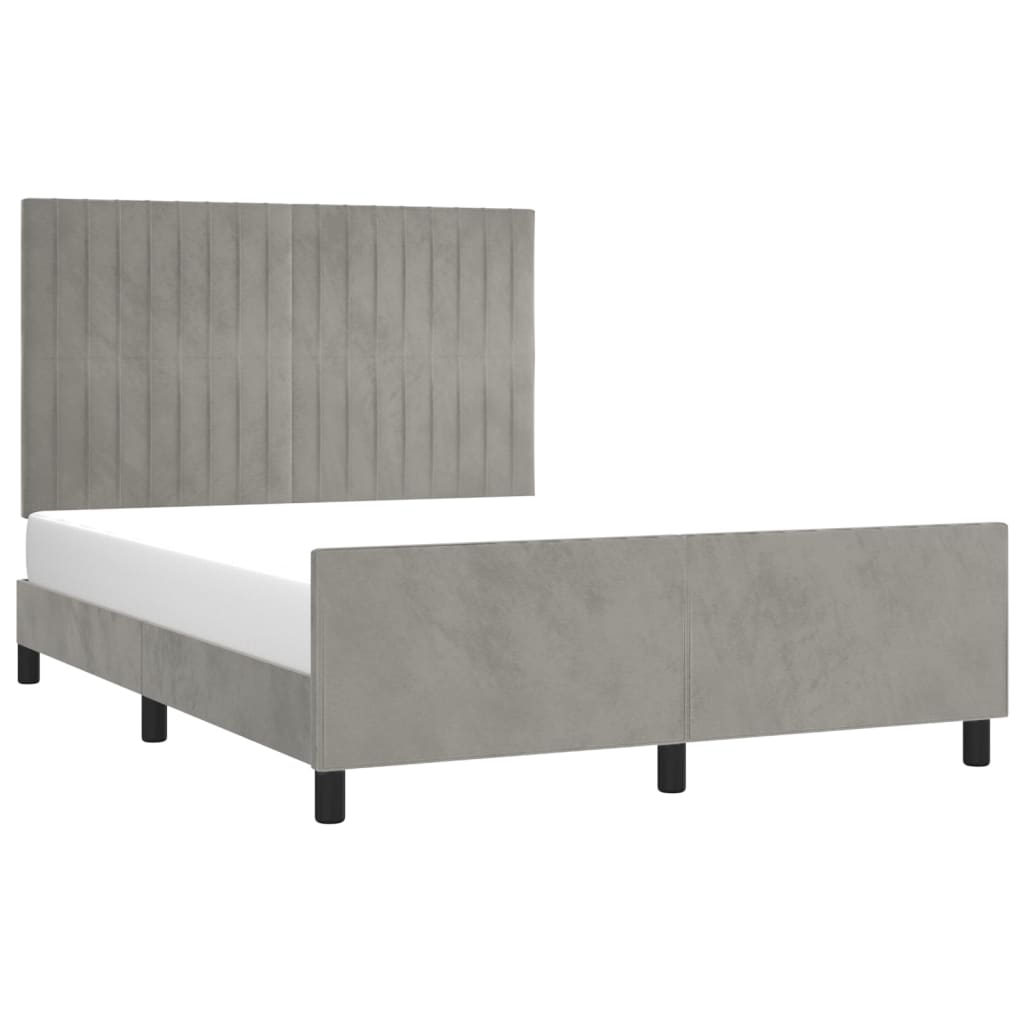 Cadre de lit sans matelas gris clair 140x200 cm velours