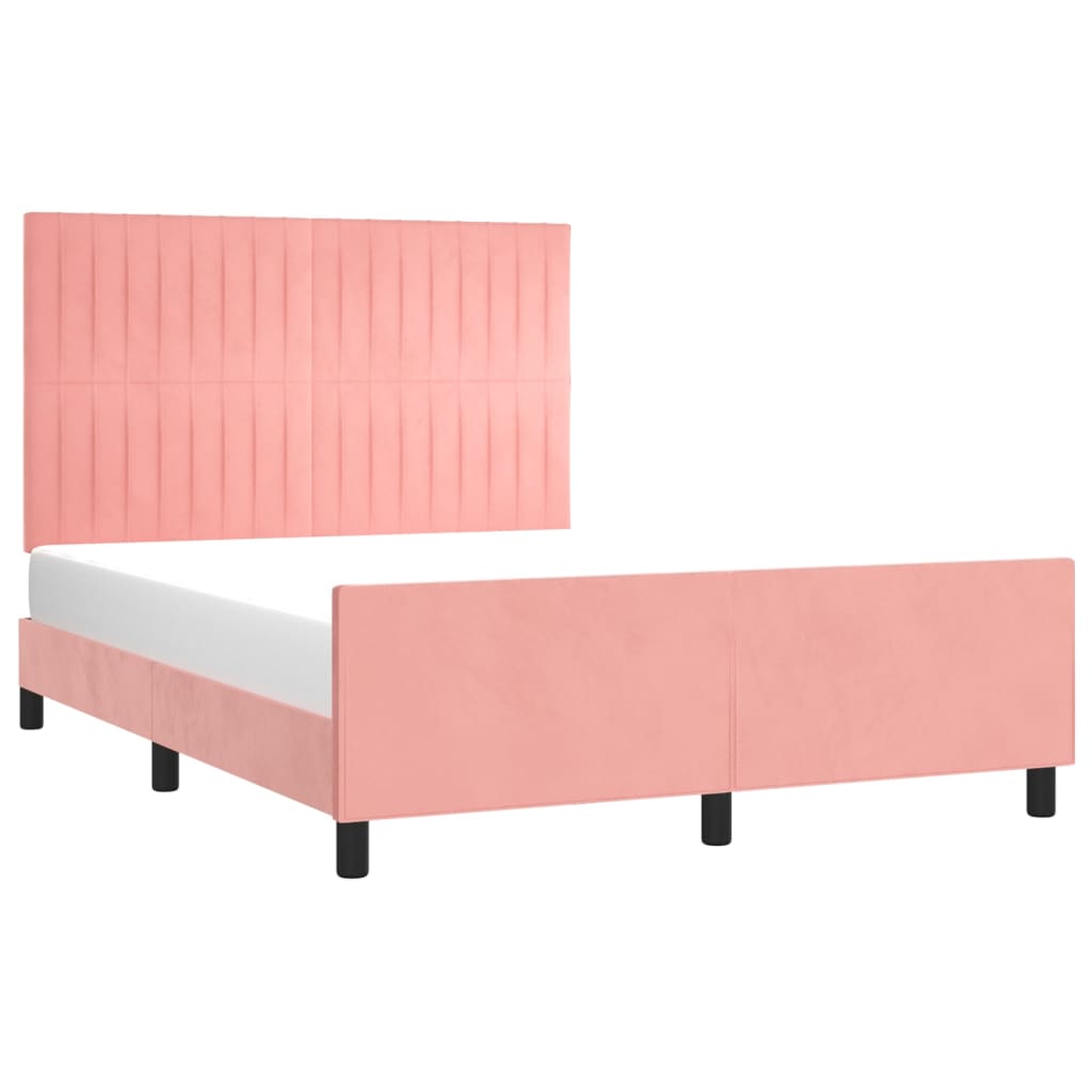 Cadre de lit sans matelas rose 140x200 cm velours