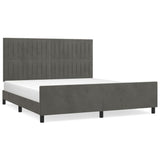 Cadre de lit sans matelas gris foncé 160x200 cm velours