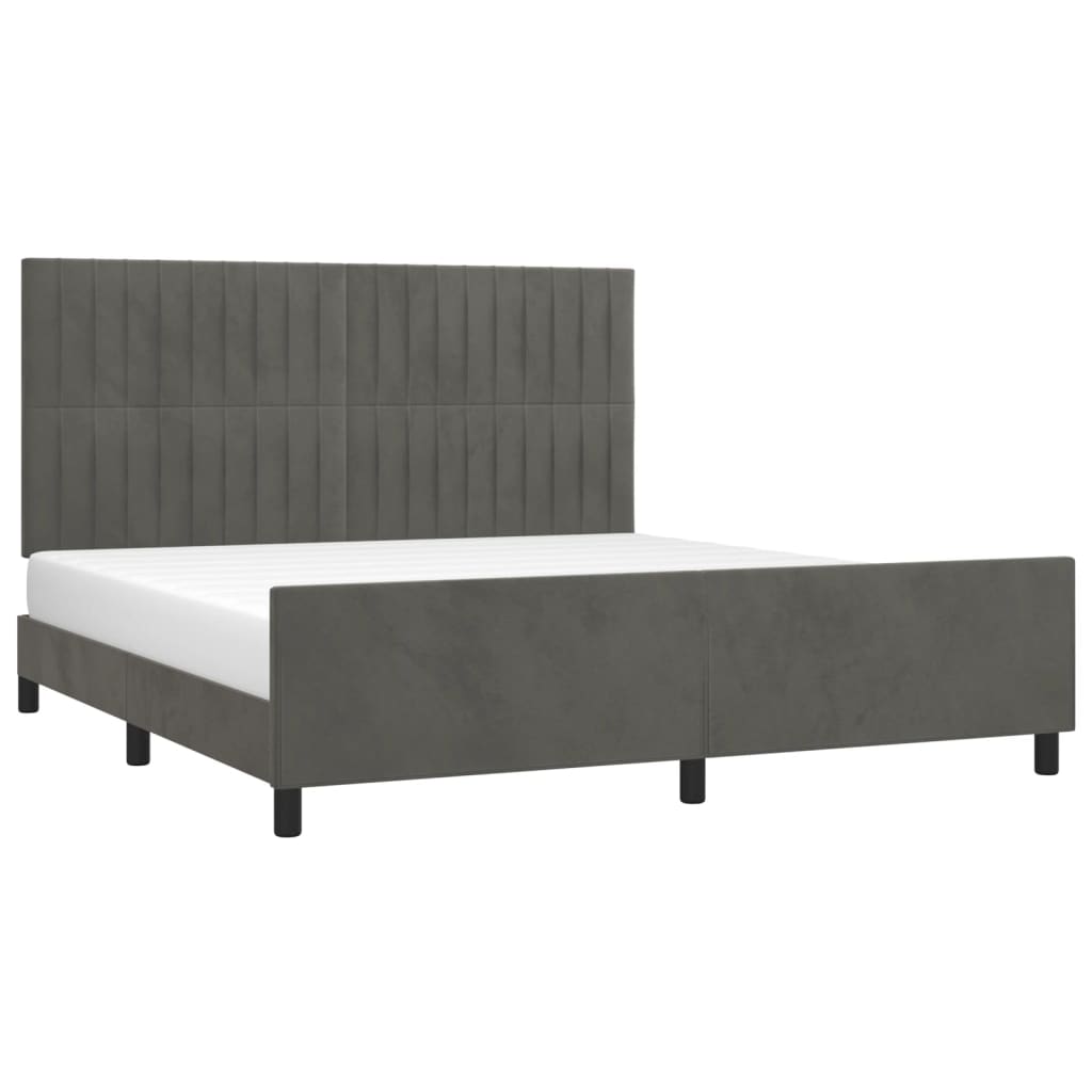 Cadre de lit sans matelas gris foncé 160x200 cm velours