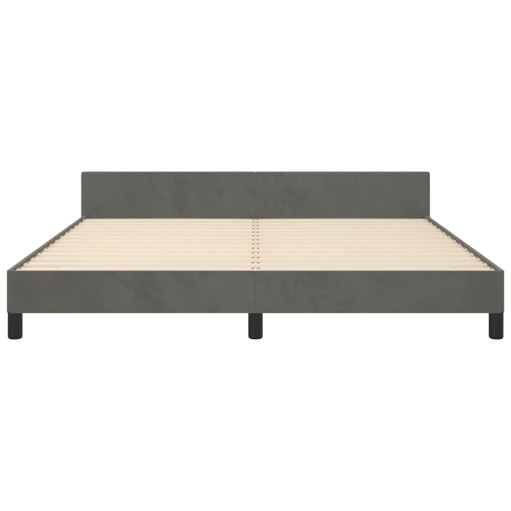 Cadre de lit sans matelas gris foncé 160x200 cm velours