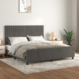 Cadre de lit sans matelas gris foncé velours