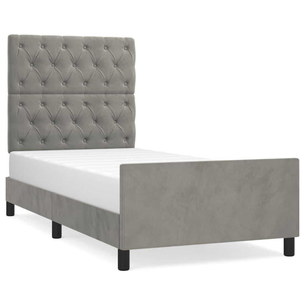 Cadre de lit sans matelas gris clair 80x200 cm velours