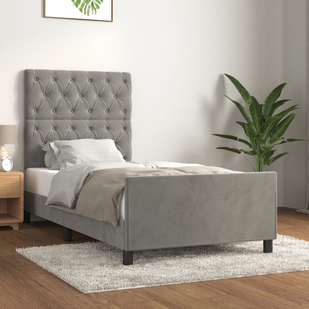 Cadre de lit sans matelas gris clair 80x200 cm velours