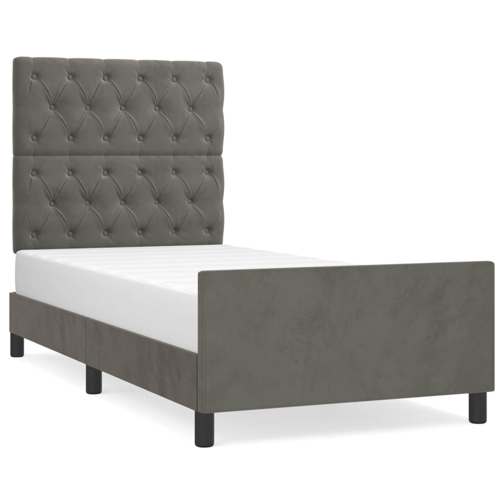 Cadre de lit sans matelas gris foncé 80x200 cm velours