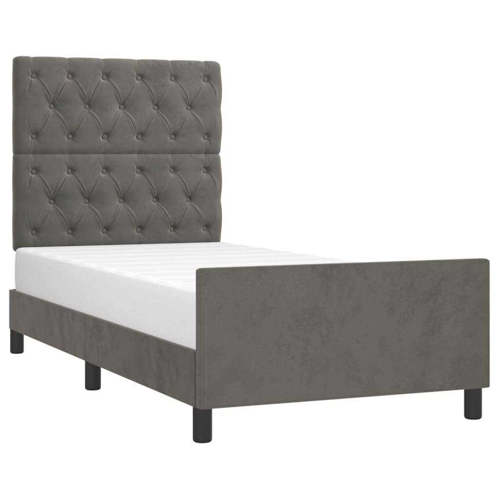 Cadre de lit sans matelas gris foncé 80x200 cm velours