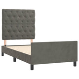 Cadre de lit sans matelas gris foncé 80x200 cm velours