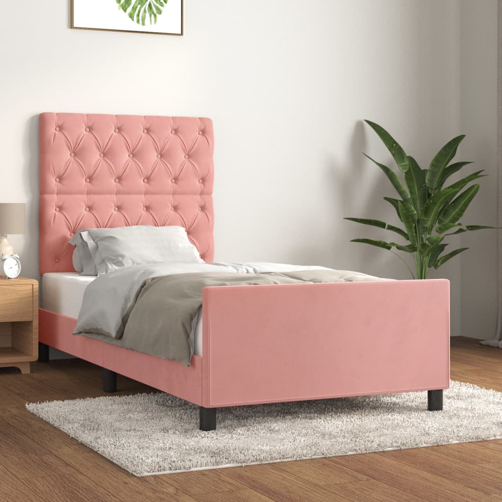 Cadre de lit sans matelas rose 80x200 cm velours