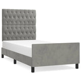 Cadre de lit sans matelas gris clair 90x200 cm velours