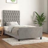 Cadre de lit sans matelas gris clair 90x200 cm velours